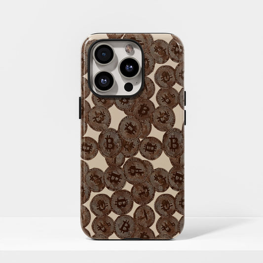 Double-Layer Semi-Handprinted Tough Matte BTC (Bitcoin) iPhone Case