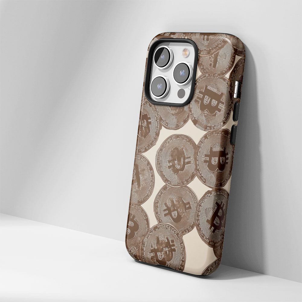 Double-Layer Semi-Handprinted Tough Matte BTC (Bitcoin) iPhone Case