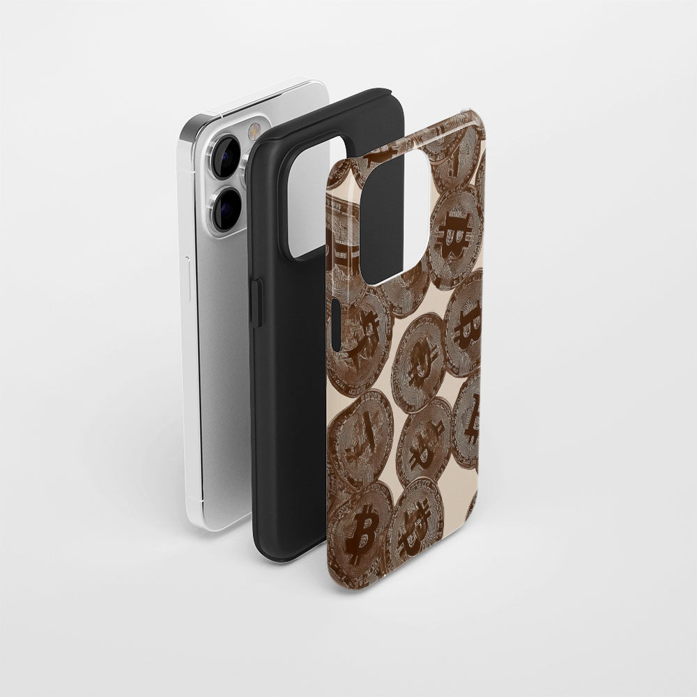 Double-Layer Semi-Handprinted Tough Matte BTC (Bitcoin) iPhone Case