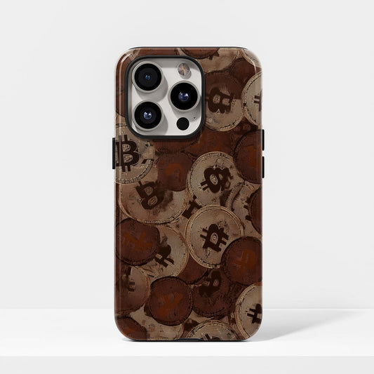 Double-Layer Semi-Handprinted Tough Matte BTC (Bitcoin) iPhone Case