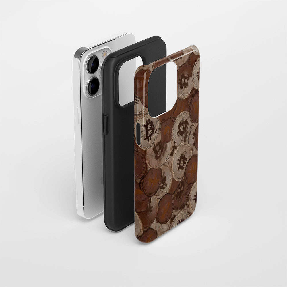 Double-Layer Semi-Handprinted Tough Matte BTC (Bitcoin) iPhone Case