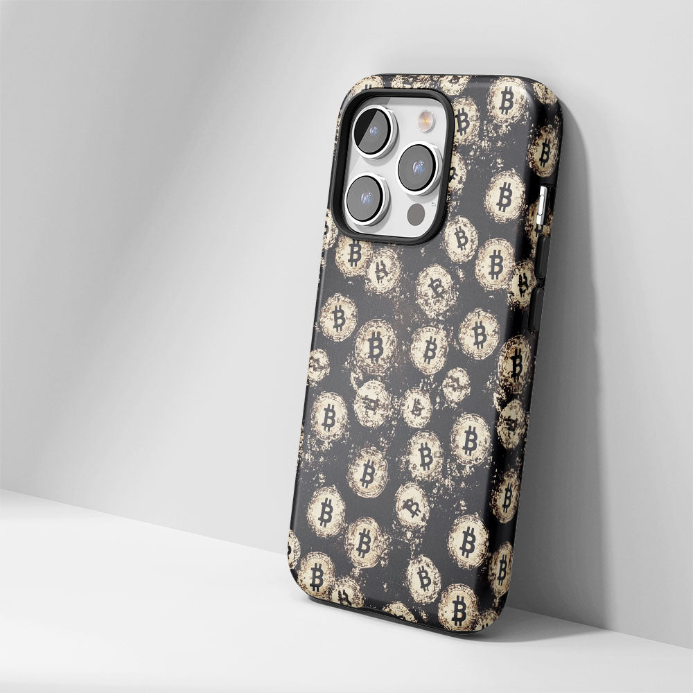 Double-Layer Semi-Handprinted Tough Matte BTC (Bitcoin) iPhone Case