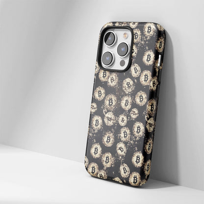 Double-Layer Semi-Handprinted Tough Matte BTC (Bitcoin) iPhone Case