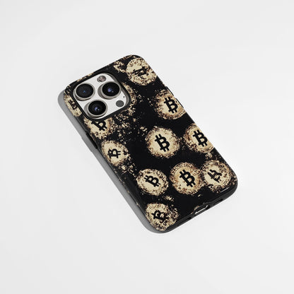 Double-Layer Semi-Handprinted Tough Matte BTC (Bitcoin) iPhone Case