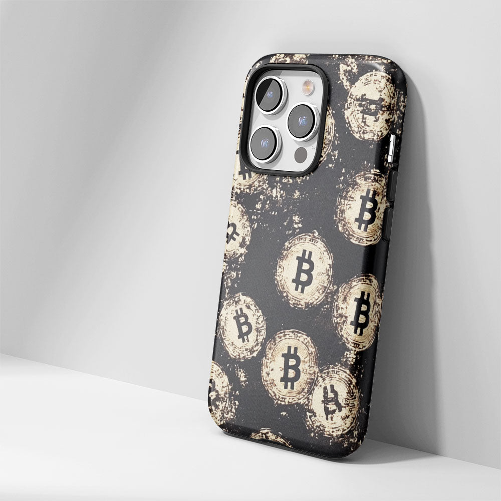 Double-Layer Semi-Handprinted Tough Matte BTC (Bitcoin) iPhone Case