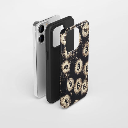 Double-Layer Semi-Handprinted Tough Matte BTC (Bitcoin) iPhone Case