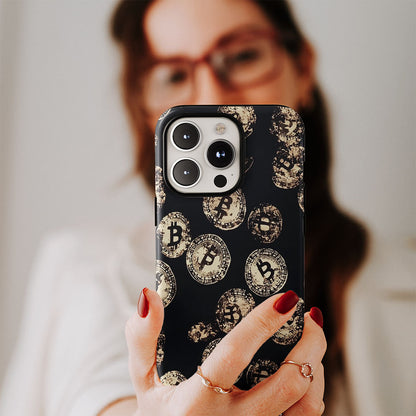 Double-Layer Semi-Handprinted Tough Matte BTC (Bitcoin) iPhone Case