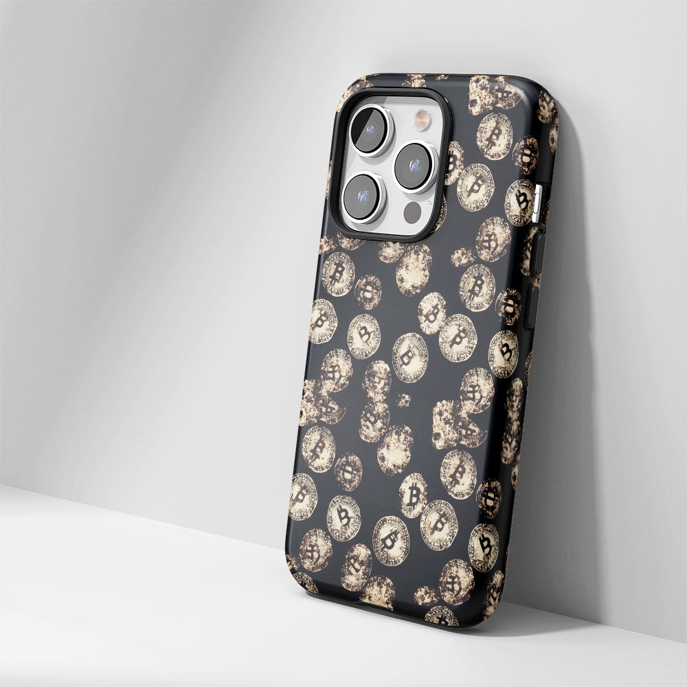 Double-Layer Semi-Handprinted Tough Matte BTC (Bitcoin) iPhone Case