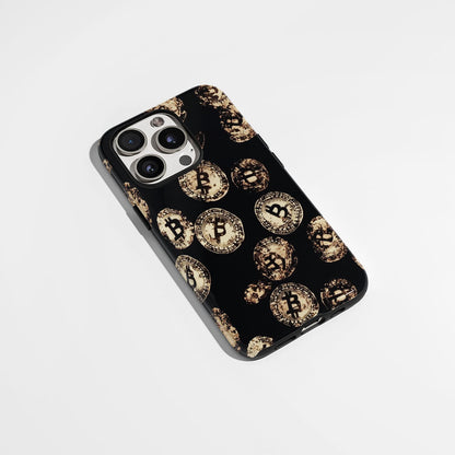 Double-Layer Semi-Handprinted Tough Matte BTC (Bitcoin) iPhone Case