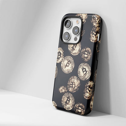 Double-Layer Semi-Handprinted Tough Matte BTC (Bitcoin) iPhone Case