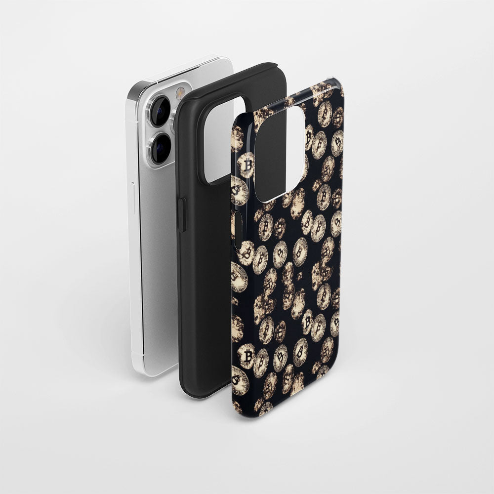 Double-Layer Semi-Handprinted Tough Matte BTC (Bitcoin) iPhone Case