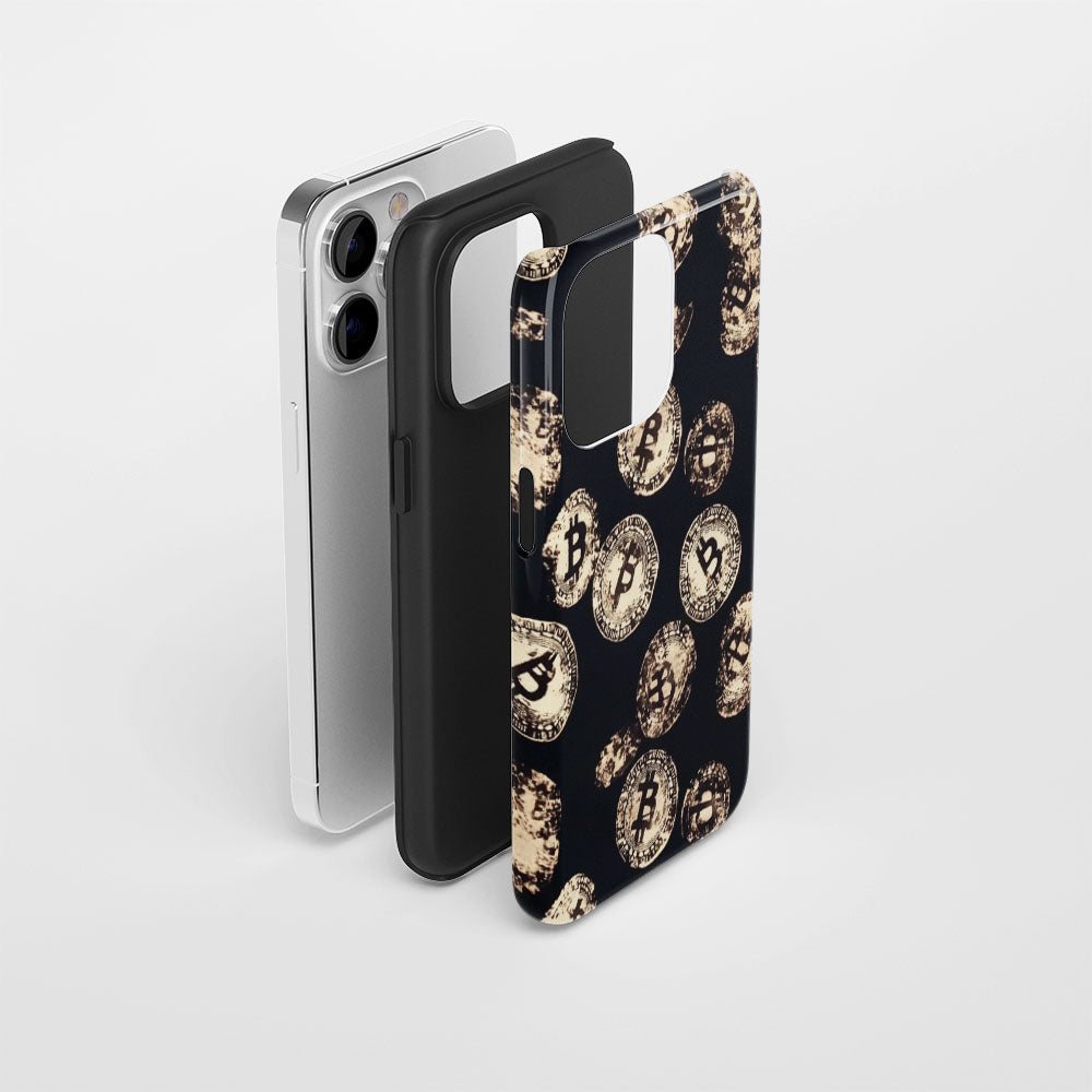 Double-Layer Semi-Handprinted Tough Matte BTC (Bitcoin) iPhone Case