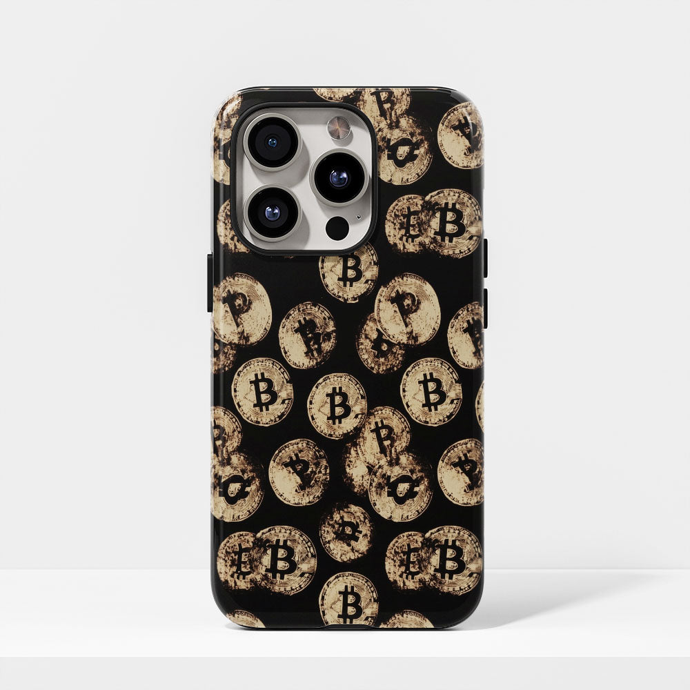 Double-Layer Semi-Handprinted Tough Matte BTC (Bitcoin) iPhone Case