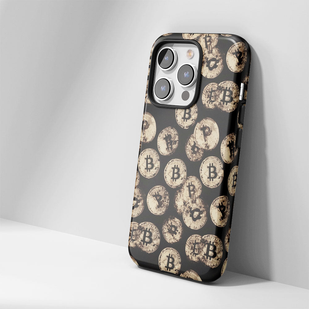 Double-Layer Semi-Handprinted Tough Matte BTC (Bitcoin) iPhone Case