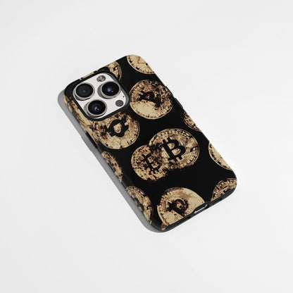 Double-Layer Semi-Handprinted Tough Matte BTC (Bitcoin) iPhone Case