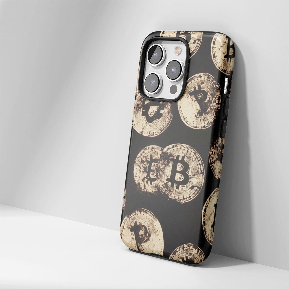 Double-Layer Semi-Handprinted Tough Matte BTC (Bitcoin) iPhone Case