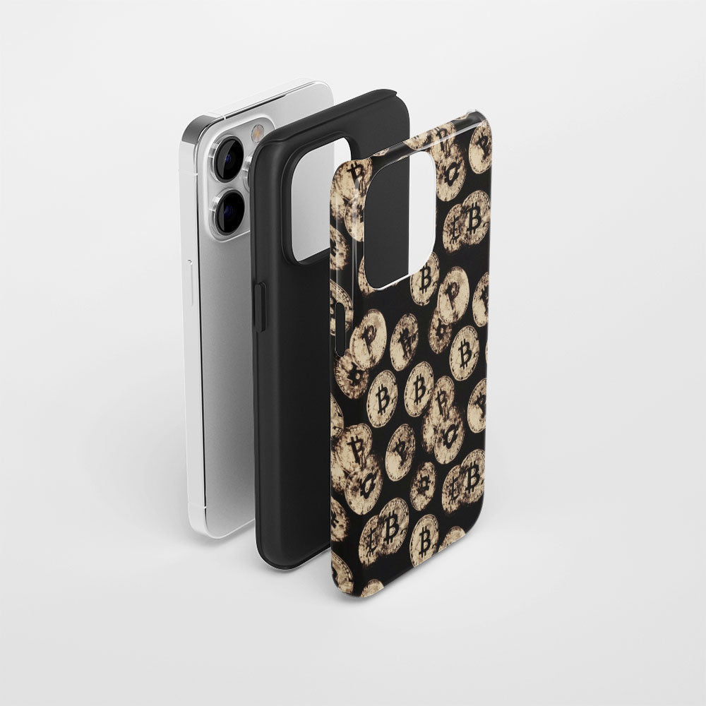 Double-Layer Semi-Handprinted Tough Matte BTC (Bitcoin) iPhone Case