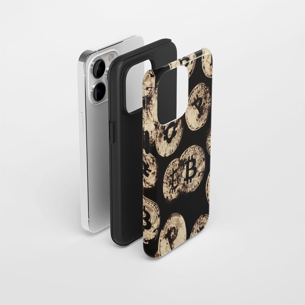 Double-Layer Semi-Handprinted Tough Matte BTC (Bitcoin) iPhone Case