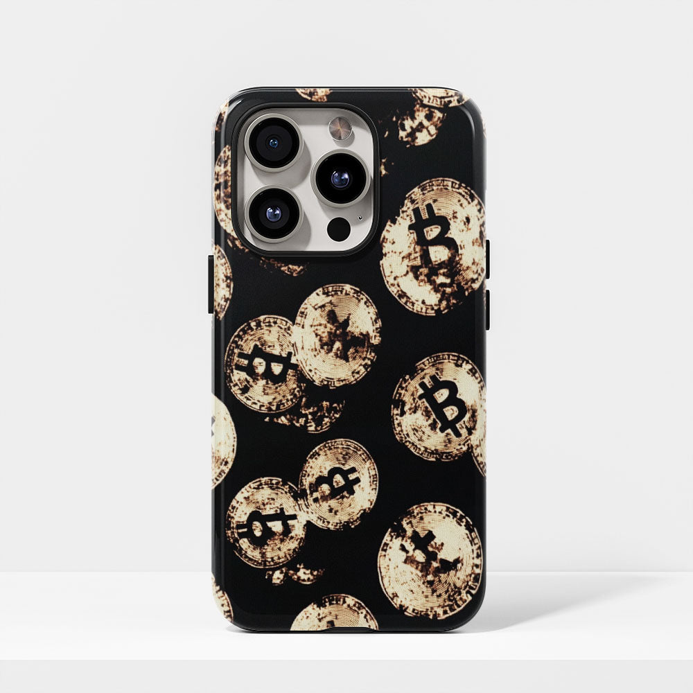 Double-Layer Semi-Handprinted Tough Matte BTC (Bitcoin) iPhone Case