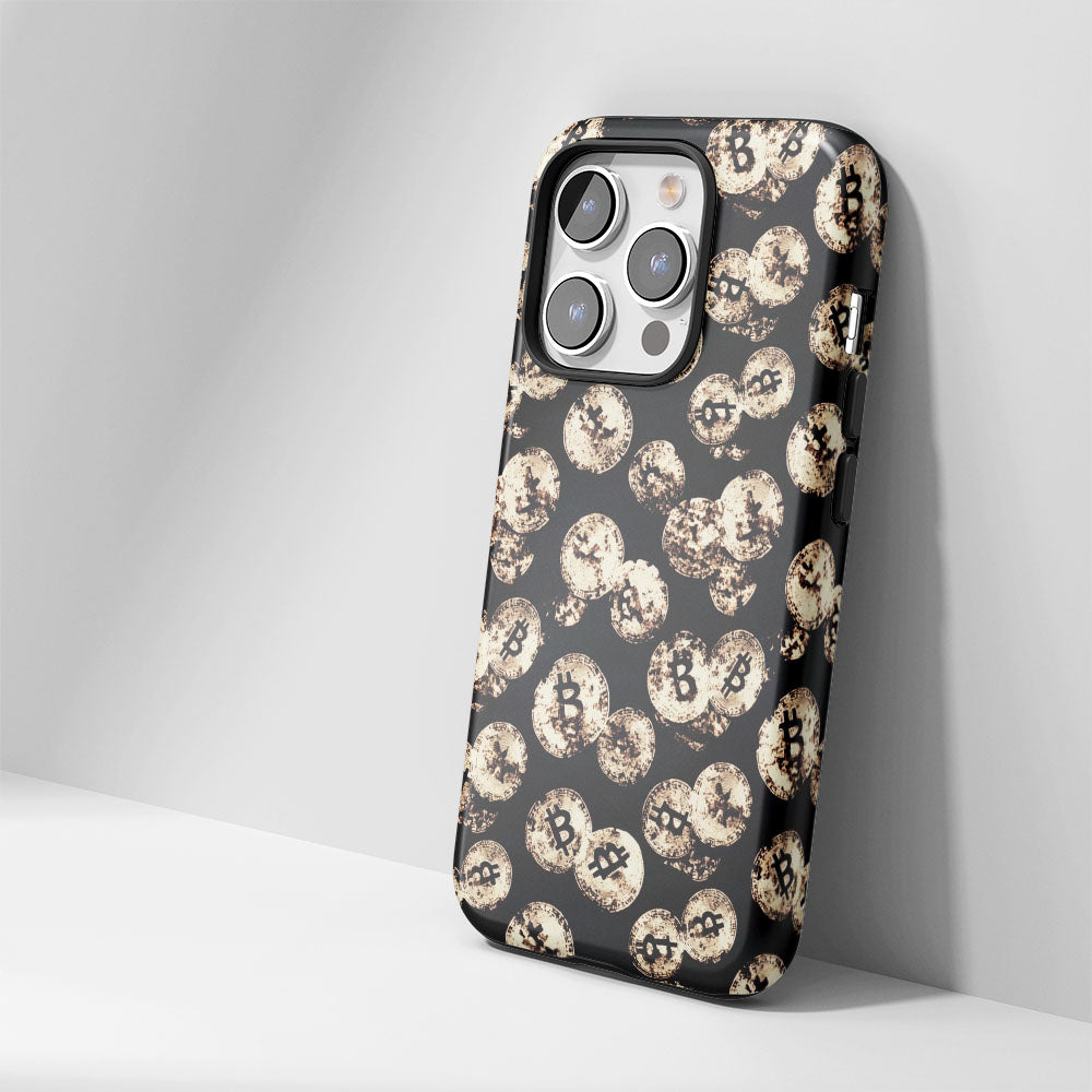 Double-Layer Semi-Handprinted Tough Matte BTC (Bitcoin) iPhone Case