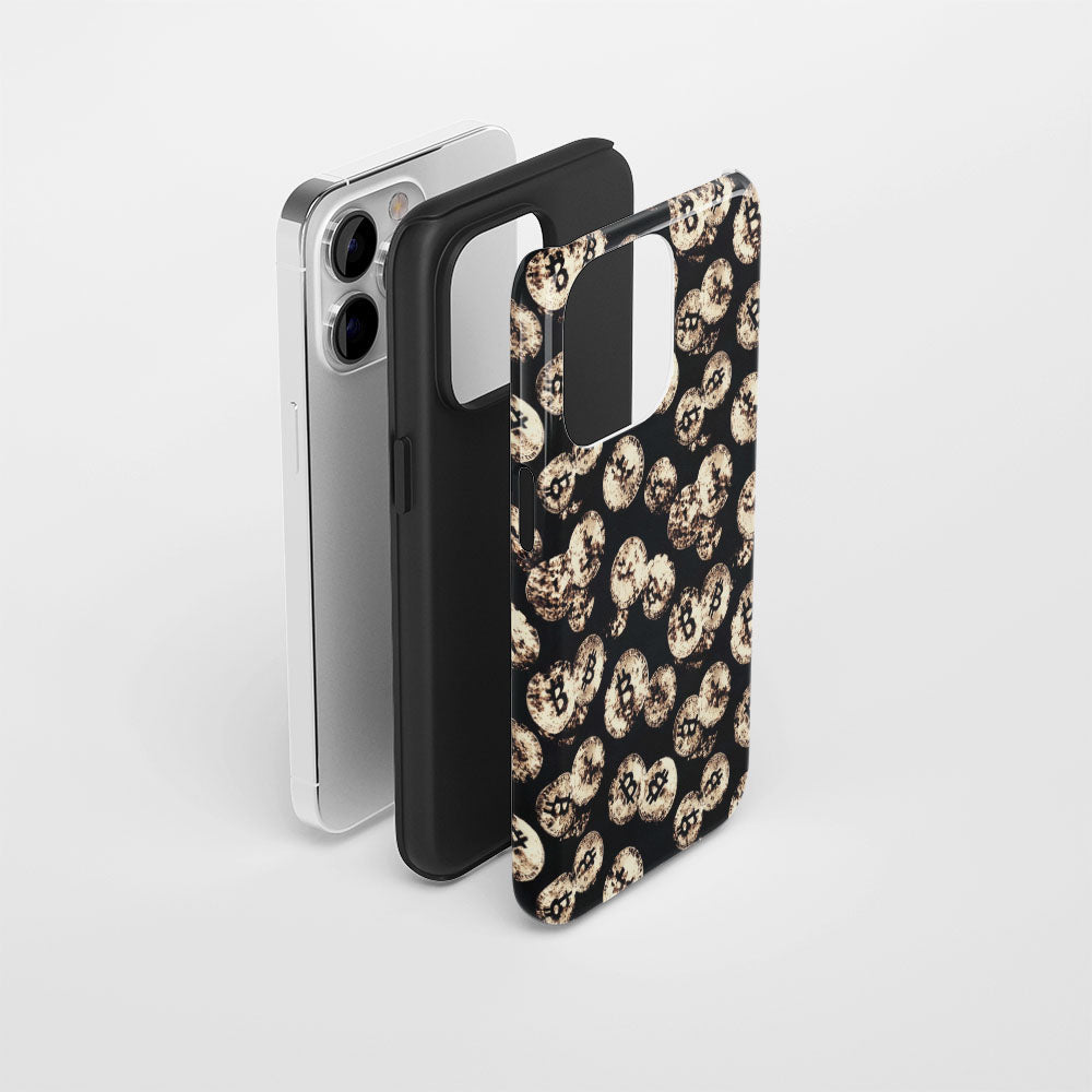 Double-Layer Semi-Handprinted Tough Matte BTC (Bitcoin) iPhone Case