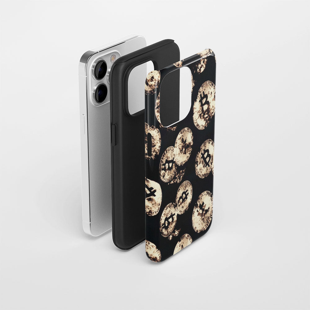 Double-Layer Semi-Handprinted Tough Matte BTC (Bitcoin) iPhone Case