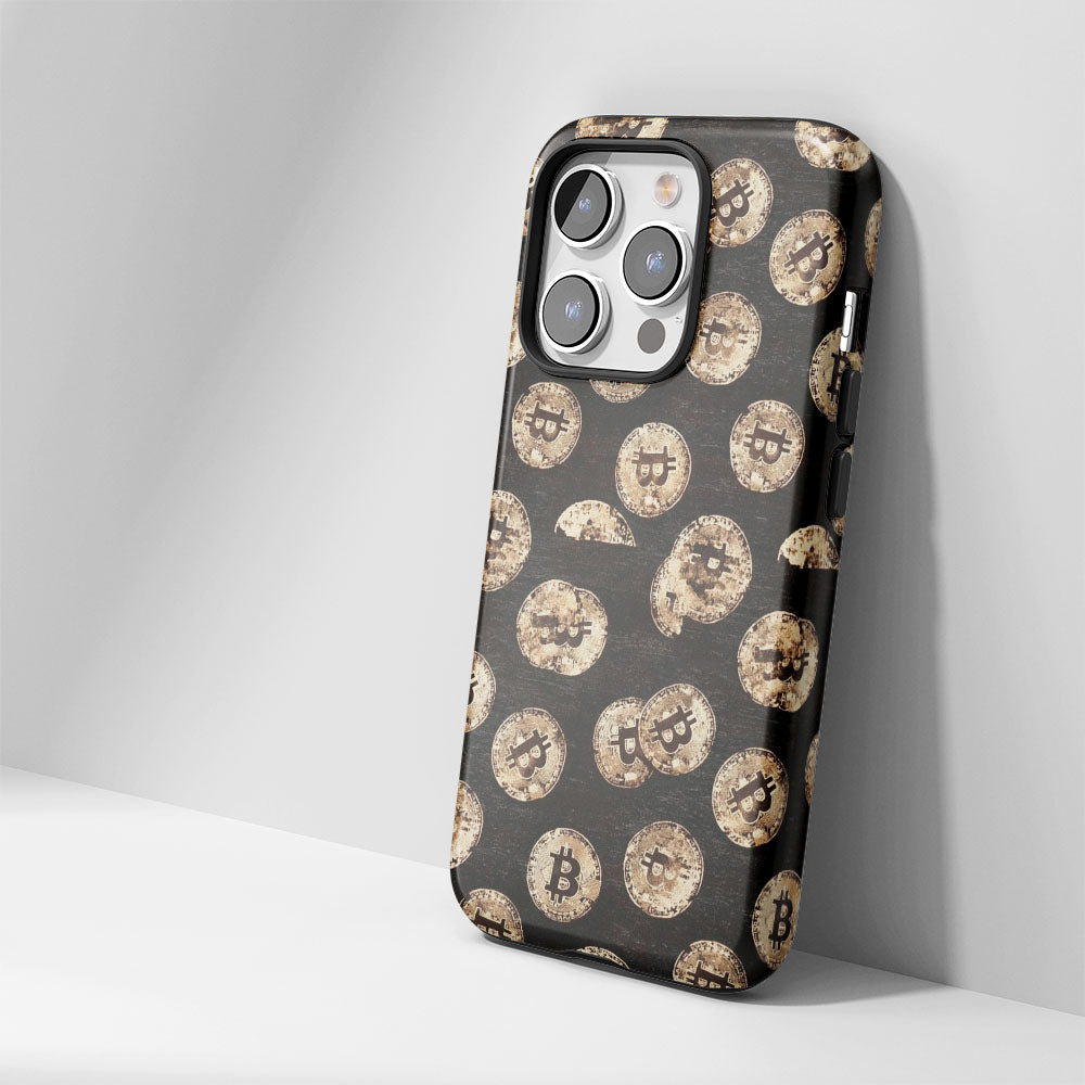 Double-Layer Semi-Handprinted Tough Matte BTC (Bitcoin) iPhone Case