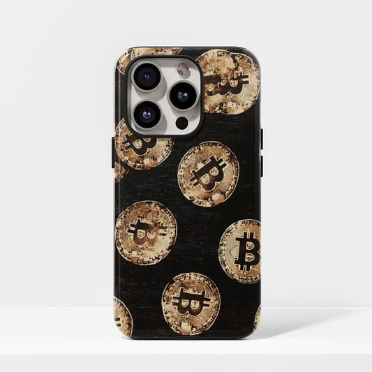 Double-Layer Semi-Handprinted Tough Matte BTC (Bitcoin) iPhone Case