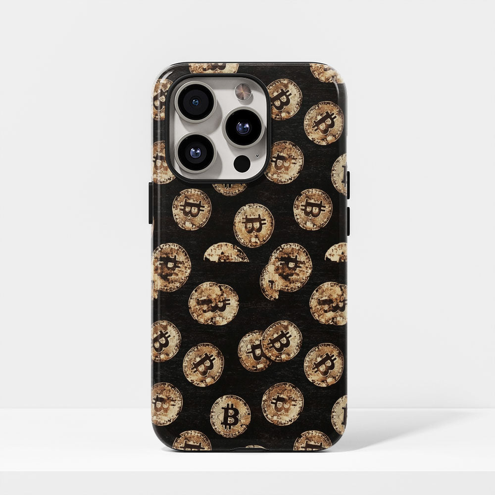 Double-Layer Semi-Handprinted Tough Matte BTC (Bitcoin) iPhone Case