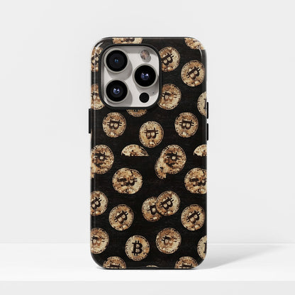 Double-Layer Semi-Handprinted Tough Matte BTC (Bitcoin) iPhone Case