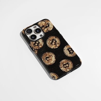 Double-Layer Semi-Handprinted Tough Matte BTC (Bitcoin) iPhone Case