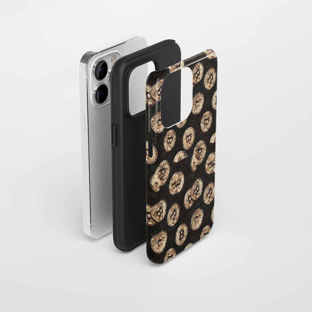 Double-Layer Semi-Handprinted Tough Matte BTC (Bitcoin) iPhone Case