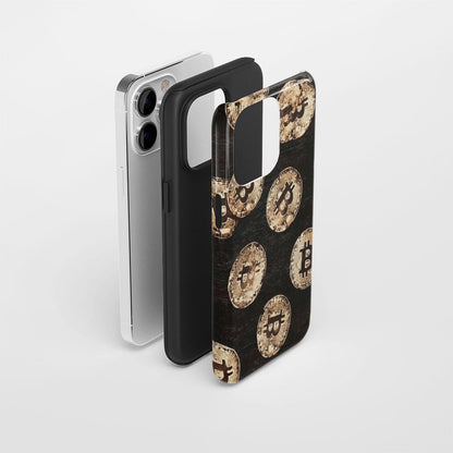 Double-Layer Semi-Handprinted Tough Matte BTC (Bitcoin) iPhone Case