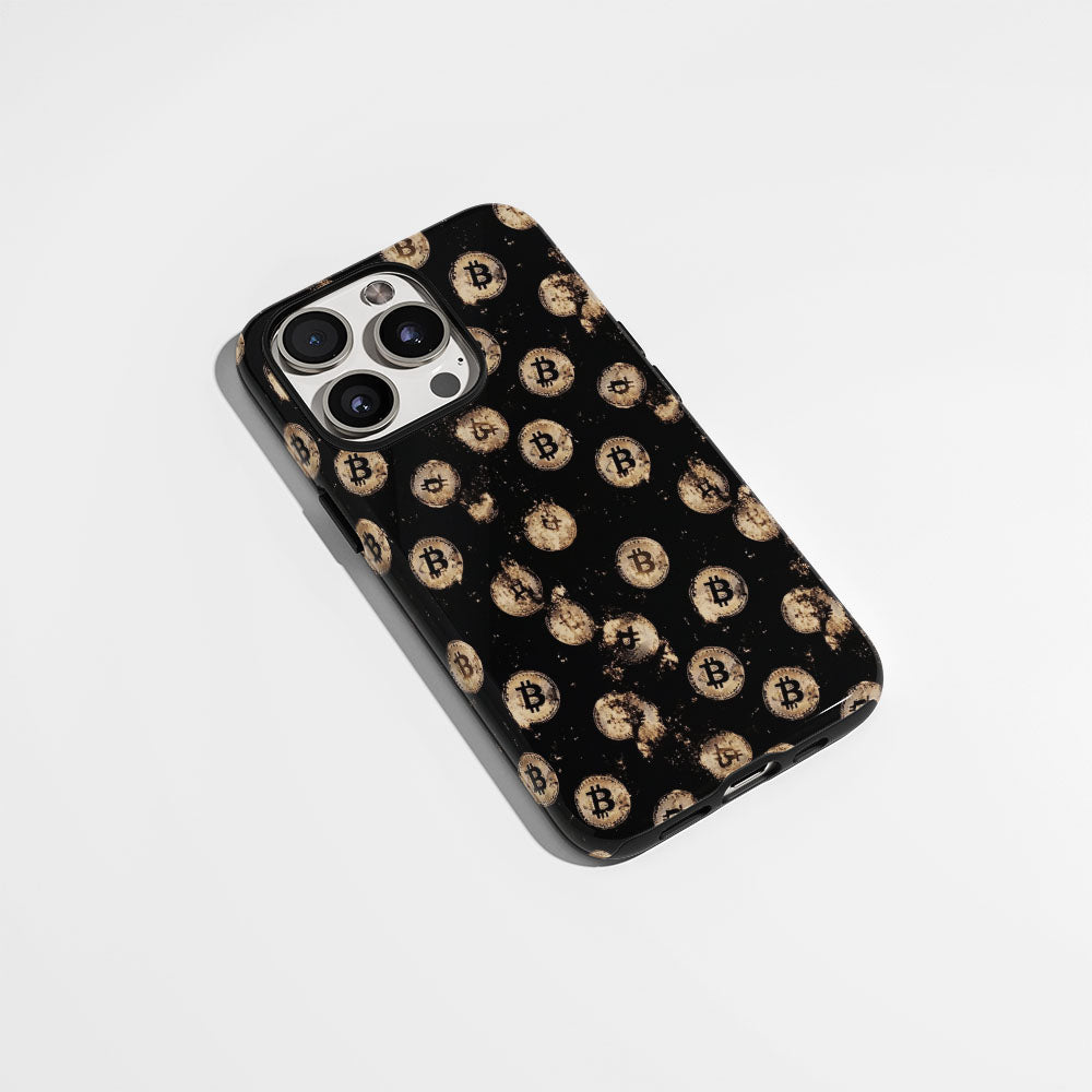 Double-Layer Semi-Handprinted Tough Matte BTC (Bitcoin) iPhone Case