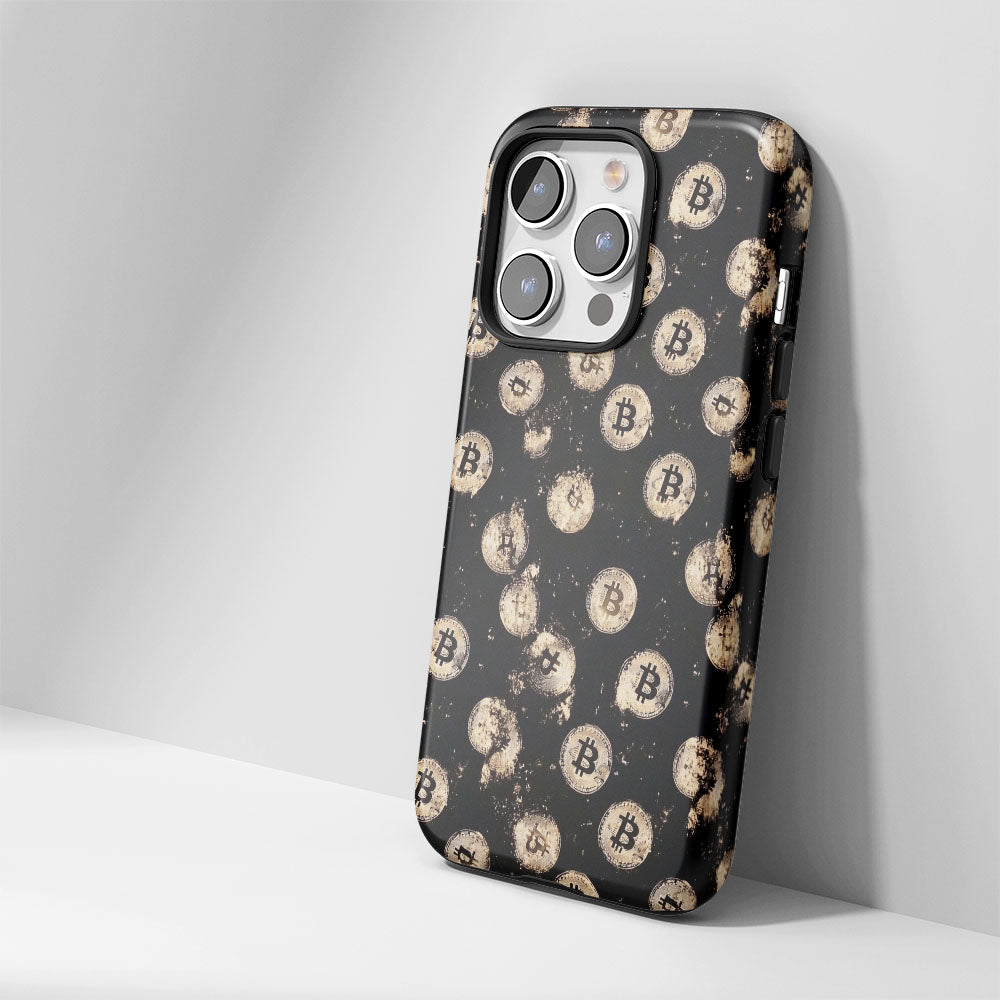 Double-Layer Semi-Handprinted Tough Matte BTC (Bitcoin) iPhone Case