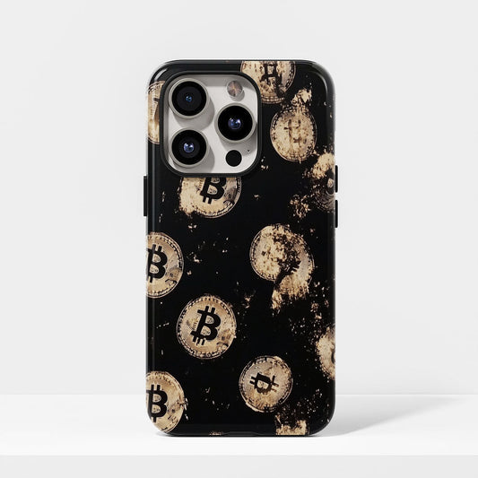 Double-Layer Semi-Handprinted Tough Matte BTC (Bitcoin) iPhone Case