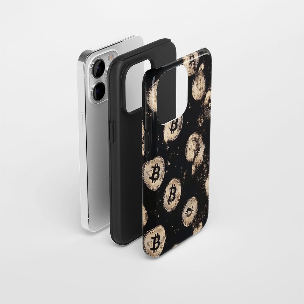 Double-Layer Semi-Handprinted Tough Matte BTC (Bitcoin) iPhone Case