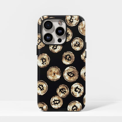 Double-Layer Semi-Handprinted Tough Matte BTC (Bitcoin) iPhone Case