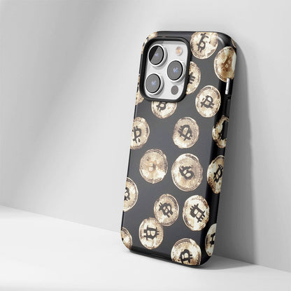 Double-Layer Semi-Handprinted Tough Matte BTC (Bitcoin) iPhone Case