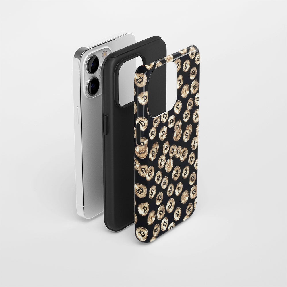 Double-Layer Semi-Handprinted Tough Matte BTC (Bitcoin) iPhone Case