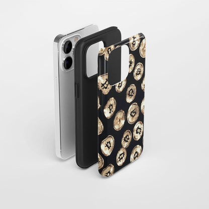 Double-Layer Semi-Handprinted Tough Matte BTC (Bitcoin) iPhone Case