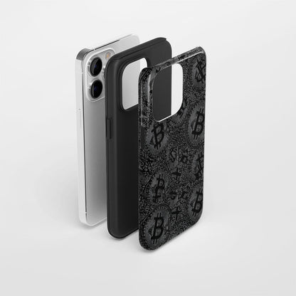 Double-Layer Semi-Handprinted Tough Matte BTC (Bitcoin) iPhone Case