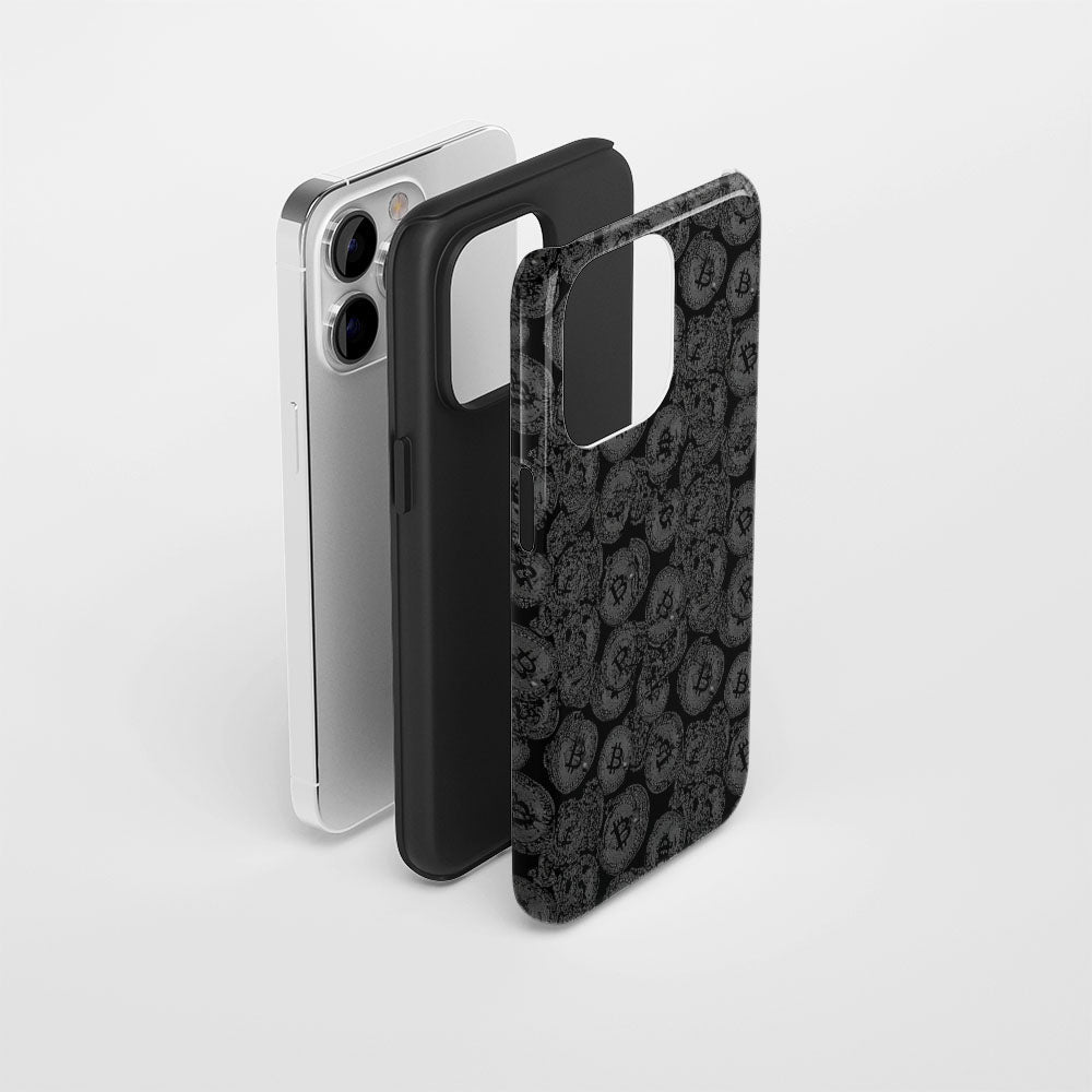 Double-Layer Semi-Handprinted Tough Matte BTC (Bitcoin) iPhone Case