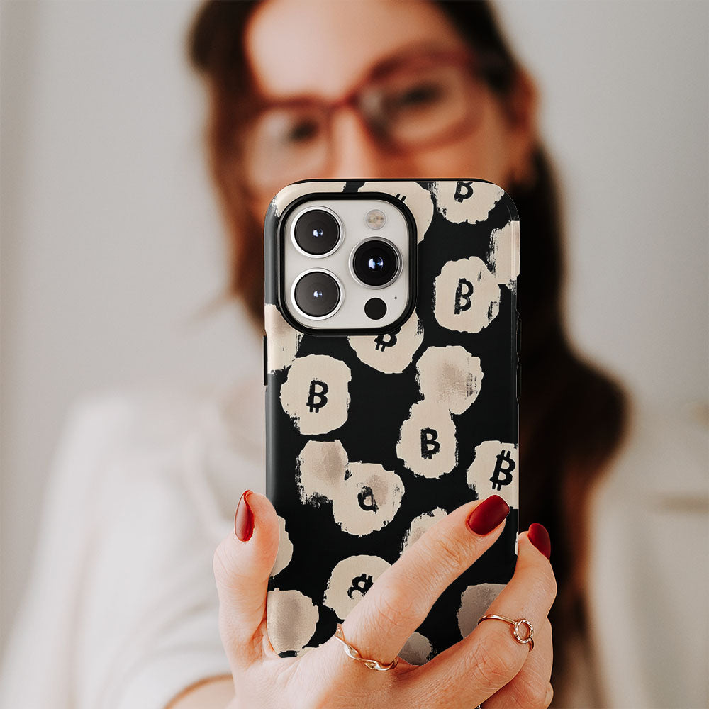 Double-Layer Semi-Handprinted Tough Matte BTC (Bitcoin) iPhone Case