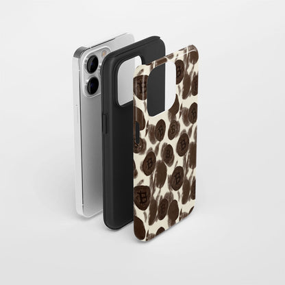 Double-Layer Semi-Handprinted Tough Matte BTC (Bitcoin) iPhone Case