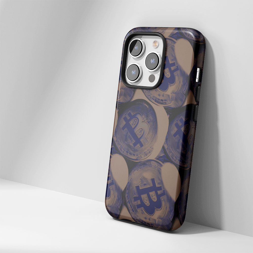 Double-Layer Semi-Handprinted Tough Matte BTC (Bitcoin) iPhone Case