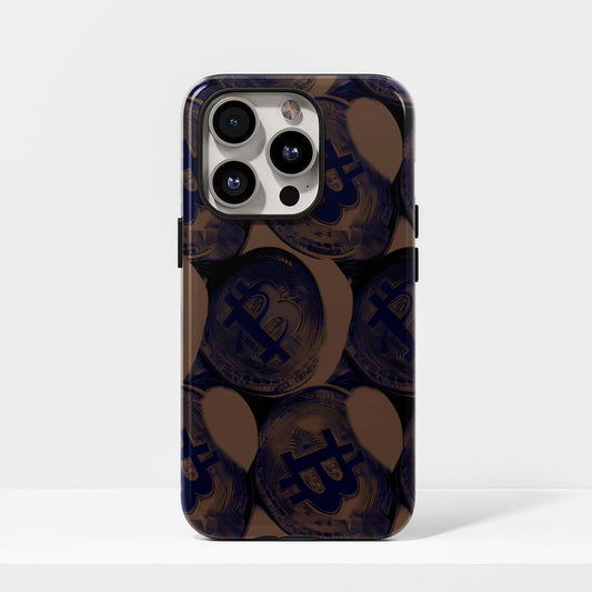 Double-Layer Semi-Handprinted Tough Matte BTC (Bitcoin) iPhone Case