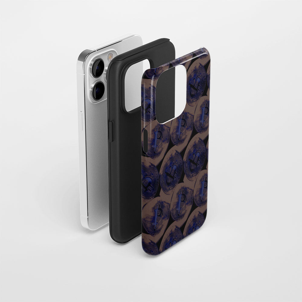 Double-Layer Semi-Handprinted Tough Matte BTC (Bitcoin) iPhone Case