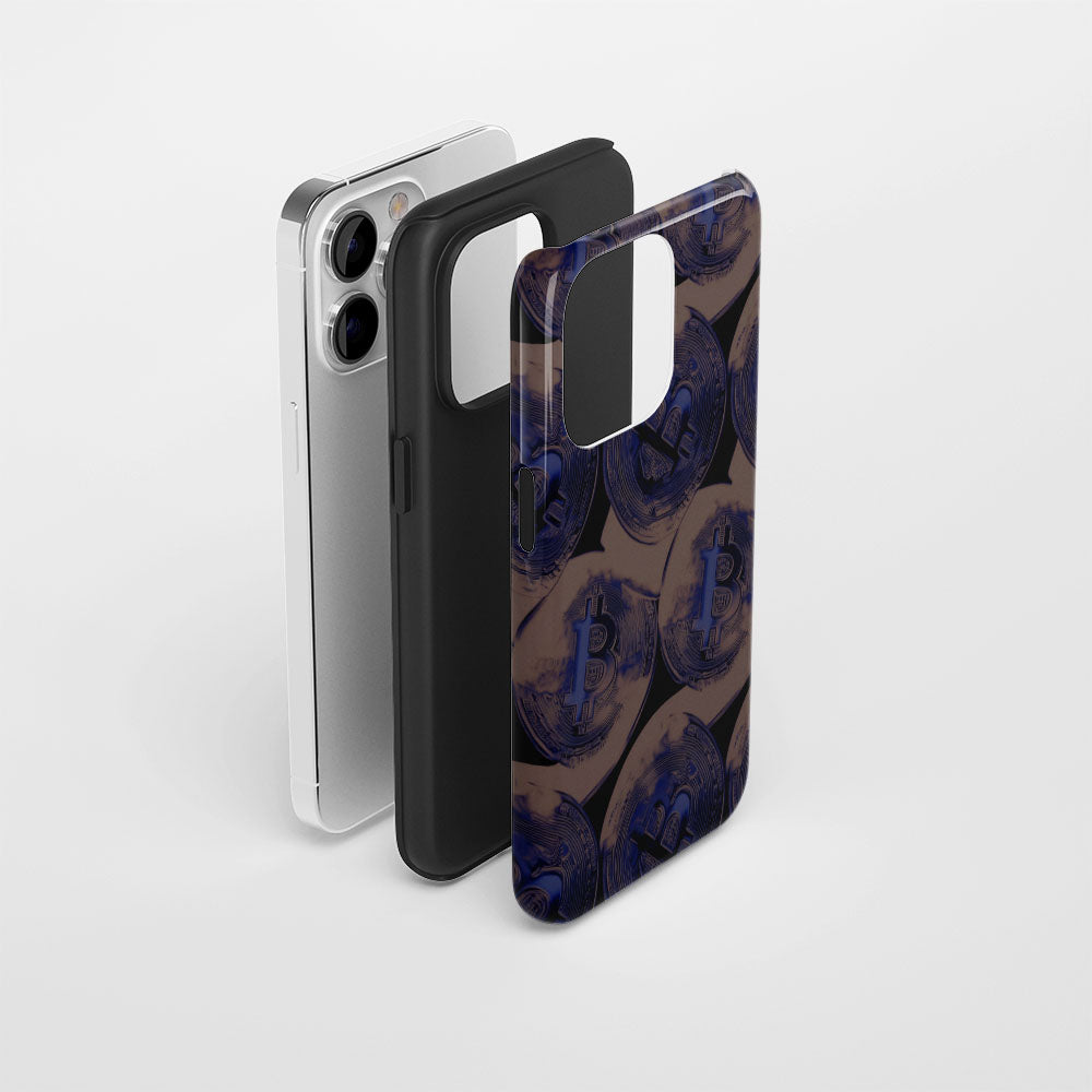 Double-Layer Semi-Handprinted Tough Matte BTC (Bitcoin) iPhone Case