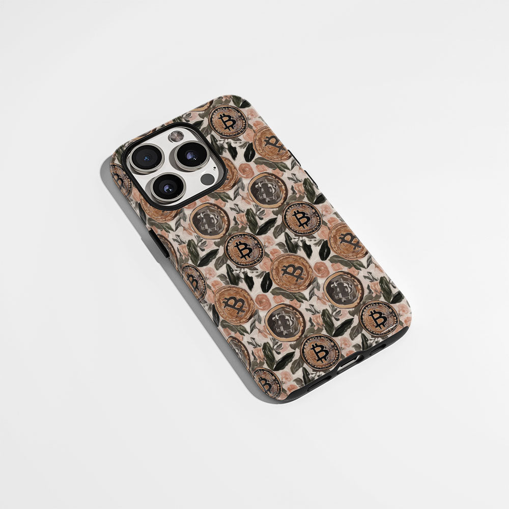 Double-Layer Semi-Handprinted Tough Matte BTC (Bitcoin) iPhone Case